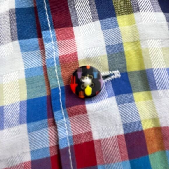 Lansky Bros Shirt Men's Small Colorful Plaid Flip Cuff Elvis The King Memphis - Picture 4 of 13